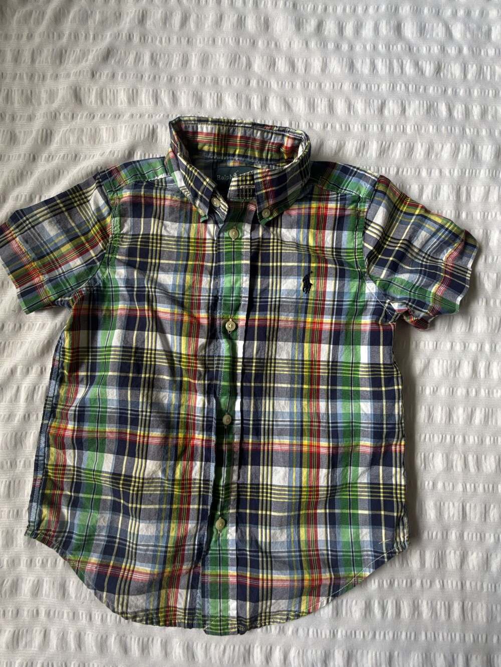 Ralph Lauren Boys Plaid Button-Down Short Sleeve Shirt Size 3T - Picture 2 of 5